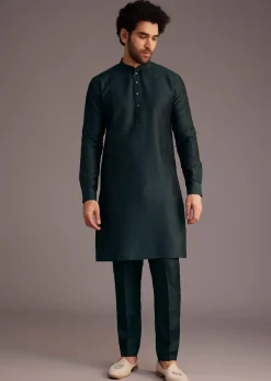 Black Floral Embroidered Jacket Kurta Set