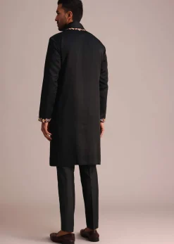 Black Floral Hand Work Kurta Set With Dupatta