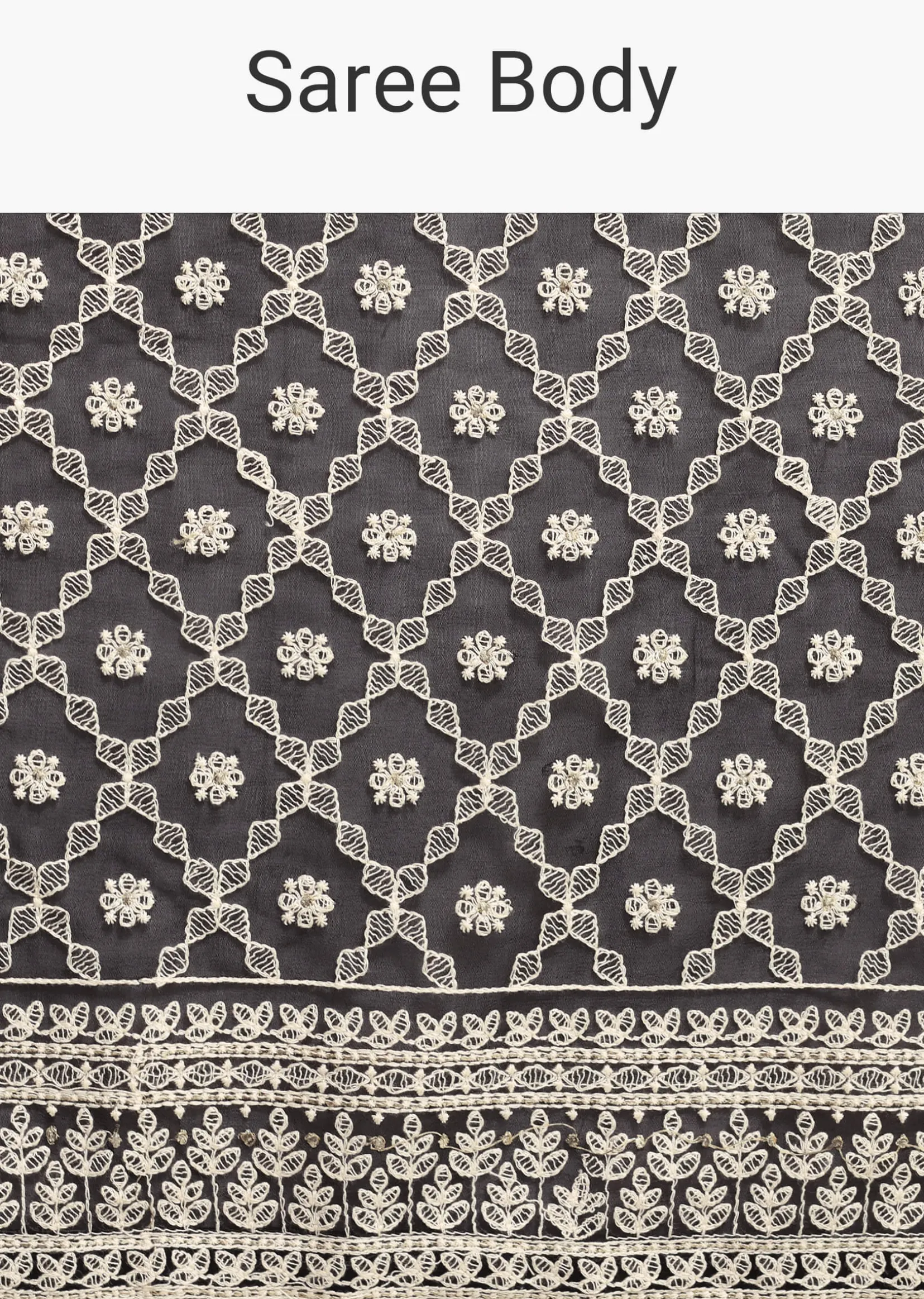 Black Georgette Chikankari Saree With Unstitiched Blouse