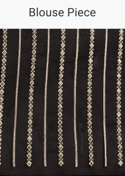 Black Georgette Parsi Gara Saree With Unstitched Blouse