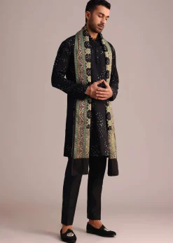 Black Hand Work Kurta Set With Dupatta