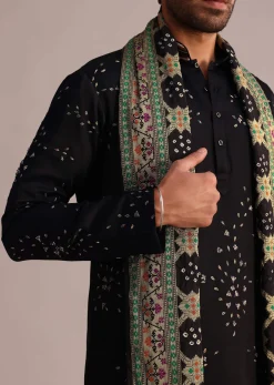 Black Hand Work Kurta Set With Dupatta