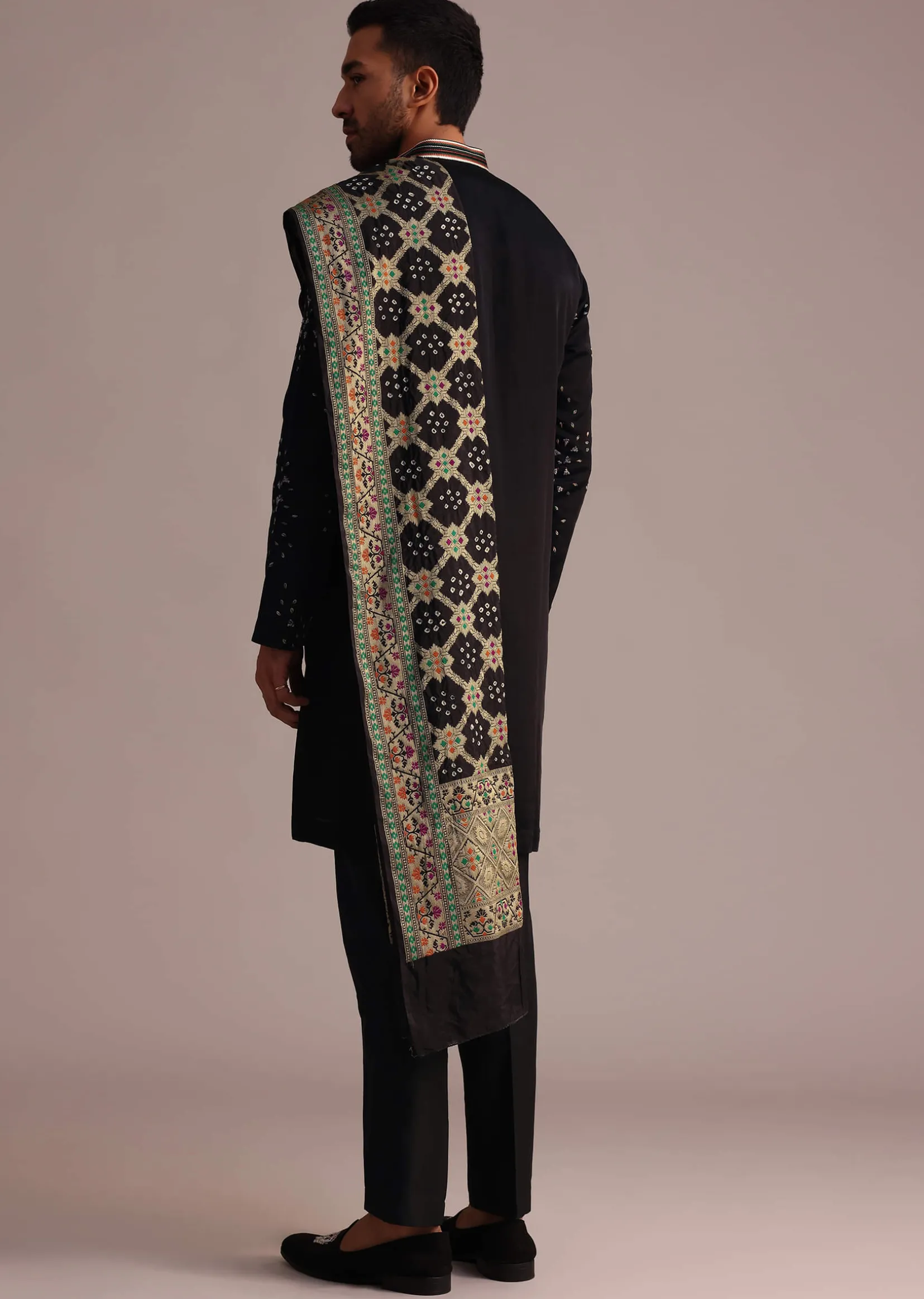 Black Hand Work Kurta Set With Dupatta