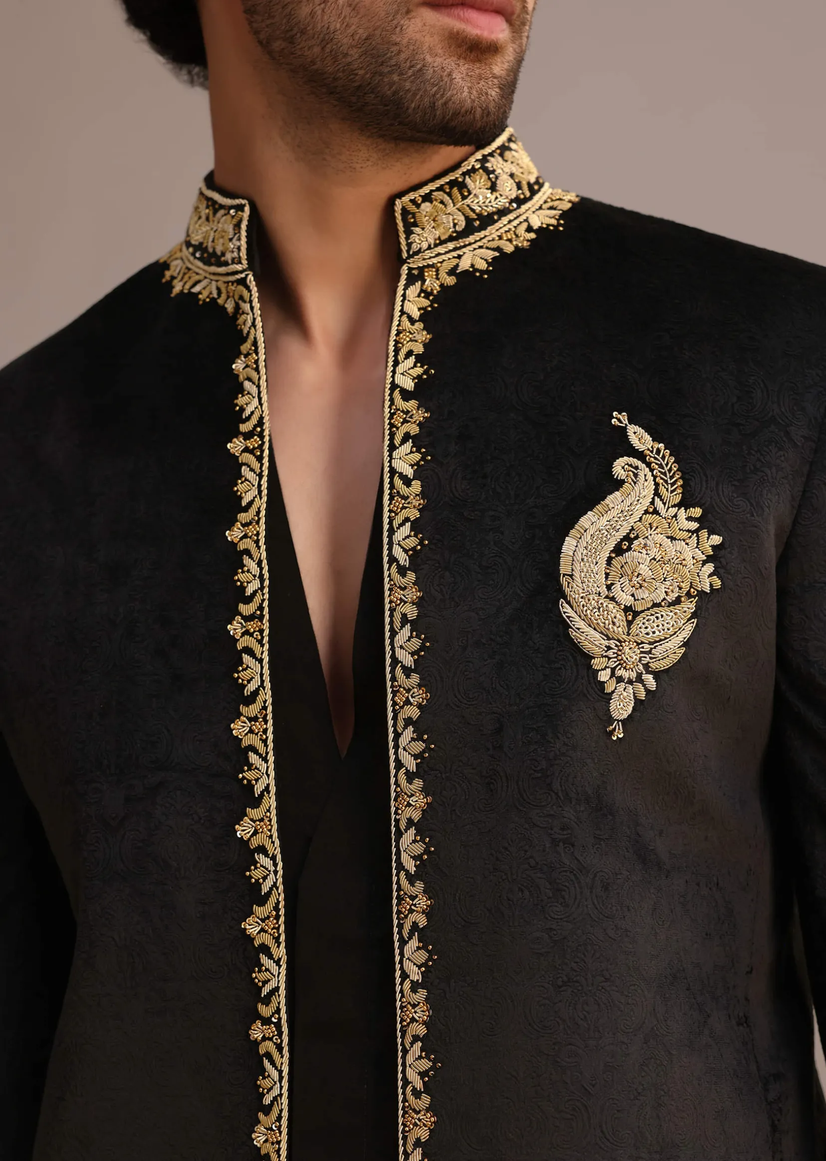 Black Handwork Jodhpuri Kurta Set with Dupatta