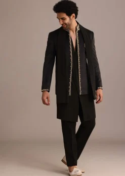 Black Handwork Jodhpuri Kurta Set with Dupatta