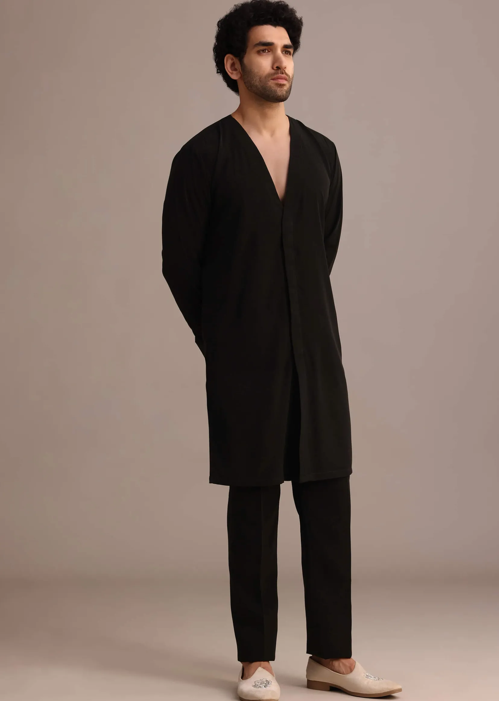 Black Handwork Jodhpuri Kurta Set with Dupatta