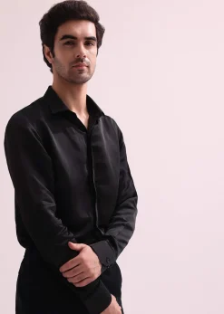 Black Indo Western Lapel Jacket With Shirt And Pant