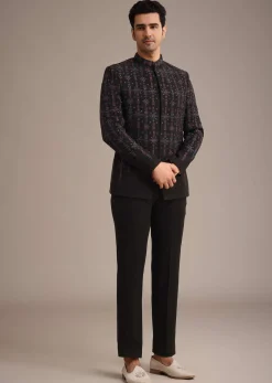 Black Indowestern Set With Cutdana Work