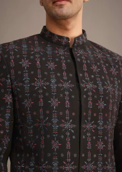 Black Indowestern Set With Cutdana Work