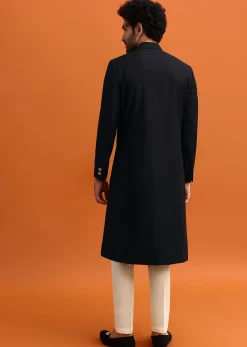 Black Indowestern Set With Style Cut For Men