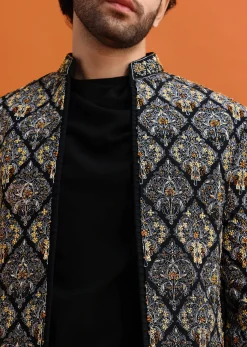 Black Indowestern Set With Hand Work For Men