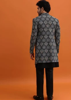 Black Indowestern Set With Hand Work For Men