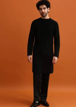 Black Indowestern Set With Hand Work For Men