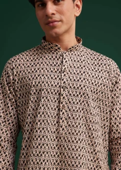 Black Jaipuri Cotton Block Printed Kurta Set
