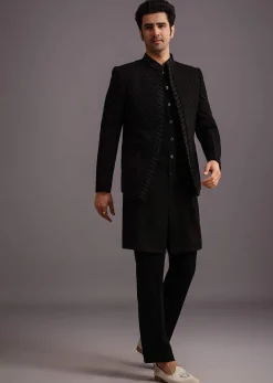 Black Jodhpuri Kurta Set With Handwork