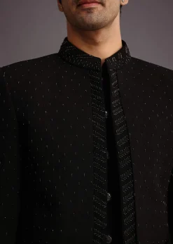 Black Jodhpuri Kurta Set With Handwork