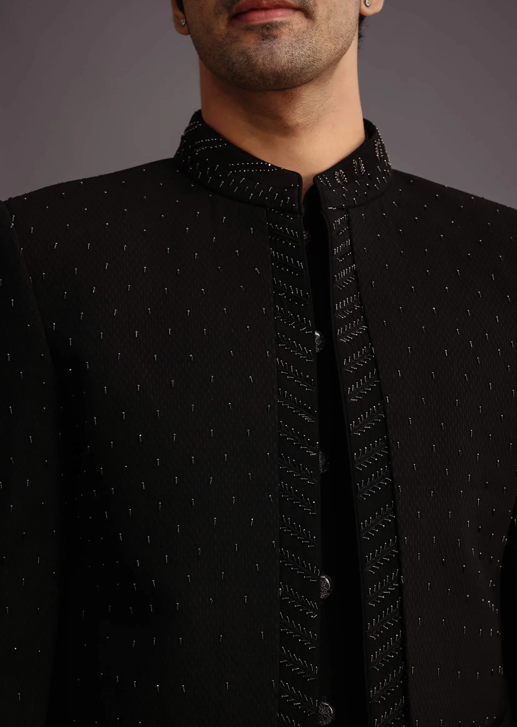 Black Jodhpuri Kurta Set With Handwork