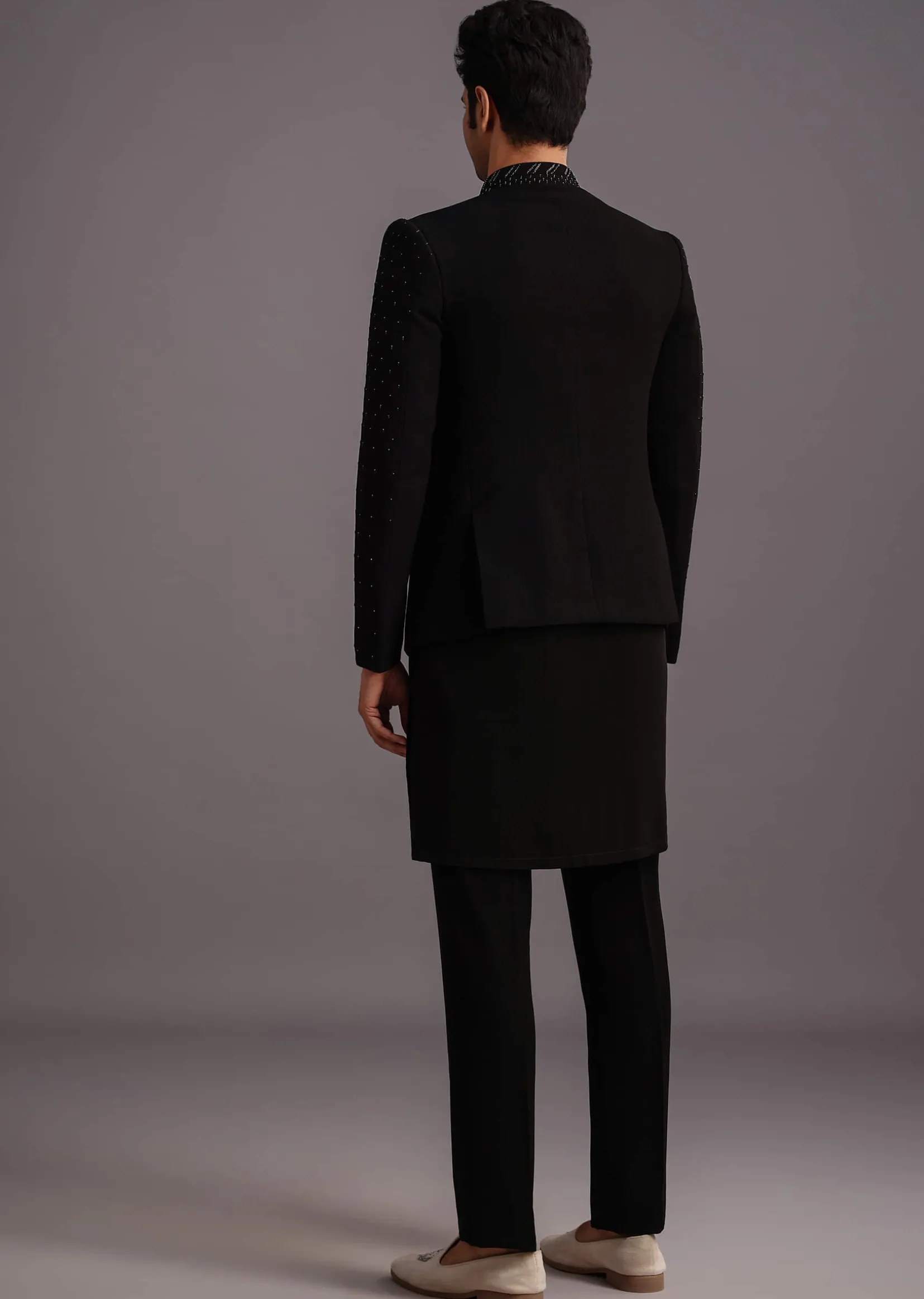 Black Jodhpuri Kurta Set With Handwork