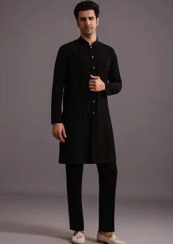 Black Jodhpuri Kurta Set With Handwork