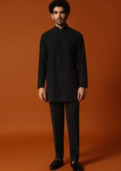 Black Jodhpuri Set In Resham Work For Men