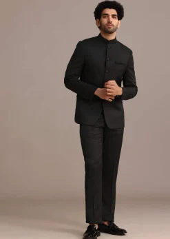 Black Jodhpuri Set With Hand Embellishments