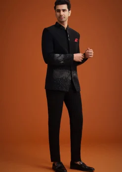 Black Jodhpuri Set With Zardozi Work