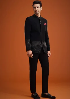 Black Jodhpuri Set With Zardozi Work