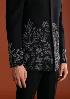 Black Jodhpuri Suit In Lachkaa With Hand Embroidery