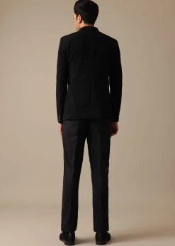 Black Jodhpuri Suit With Textured Bandhgala