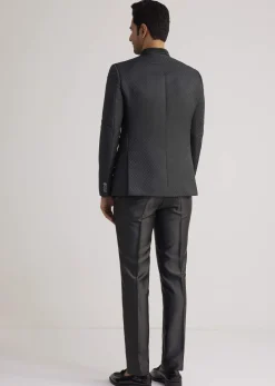Black Jodhpuri Suit With Embellished Collar