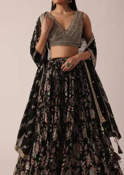 Black Lehenga Set With Sequin Work