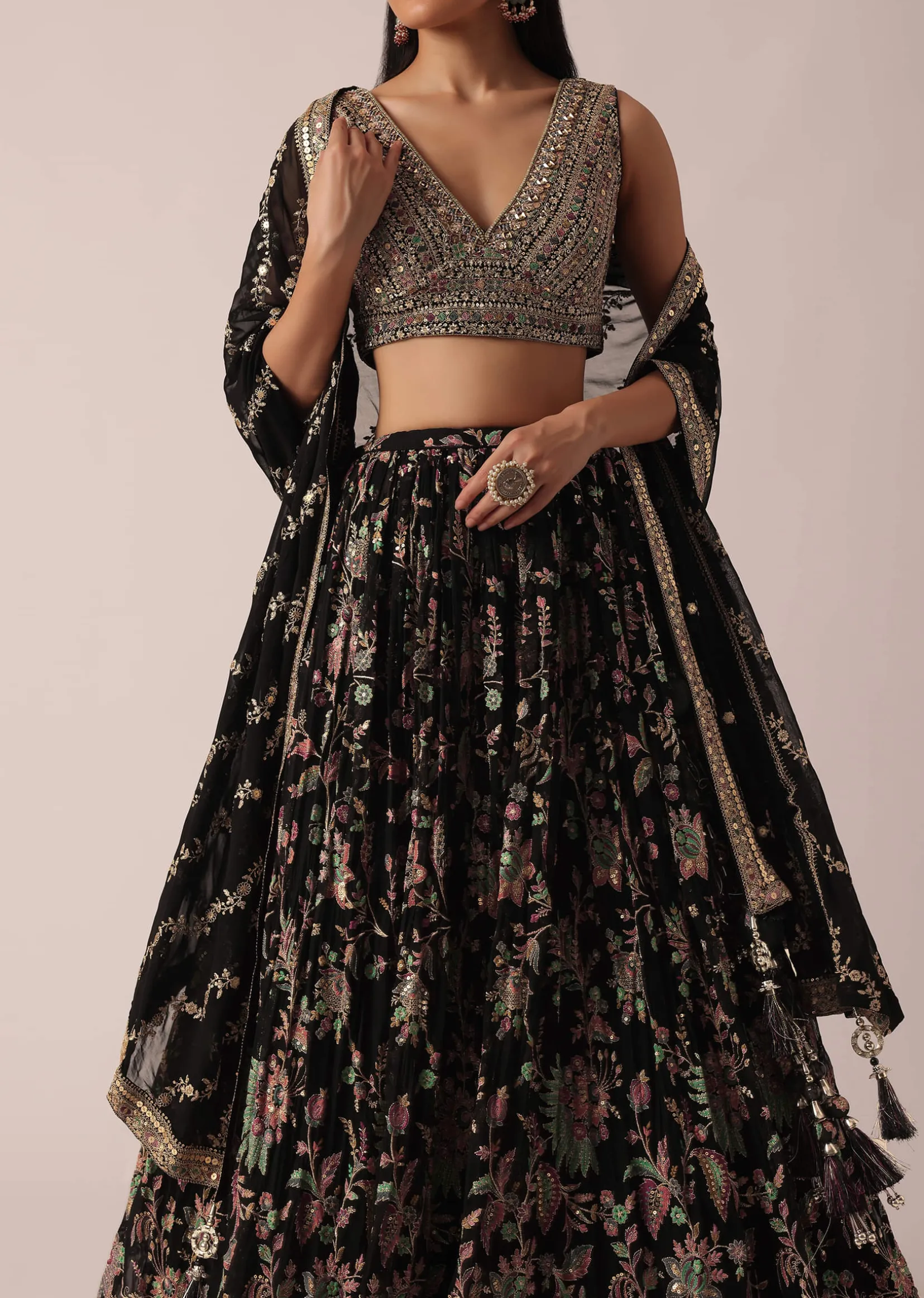 Black Lehenga Set With Sequin Work