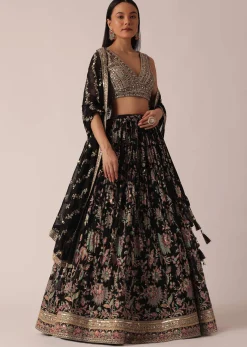 Black Lehenga Set With Sequin Work