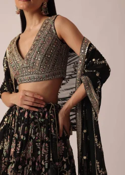 Black Lehenga Set With Sequin Work