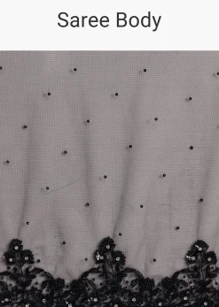 Black Net Embroidered Saree With Cutdana And Sequin Work