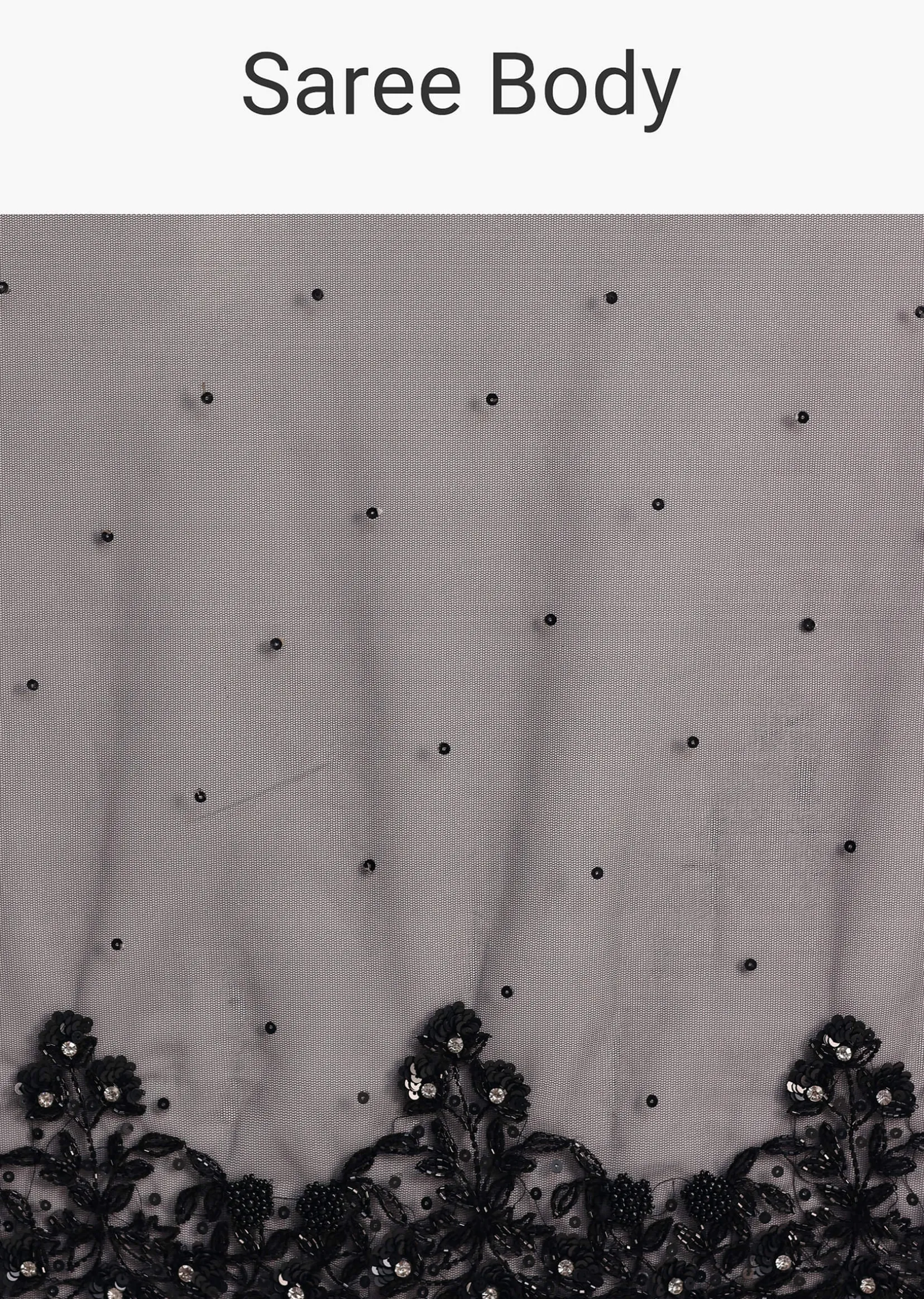 Black Net Embroidered Saree With Cutdana And Sequin Work
