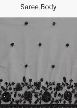Black Net Heavy Embroidered Saree With Sequins And Stones