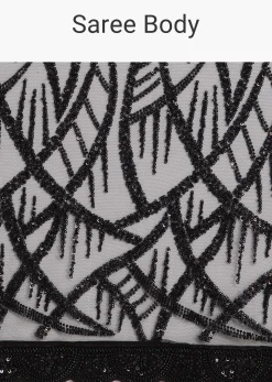Black Net Saree With Sequins And Stones Embroidery
