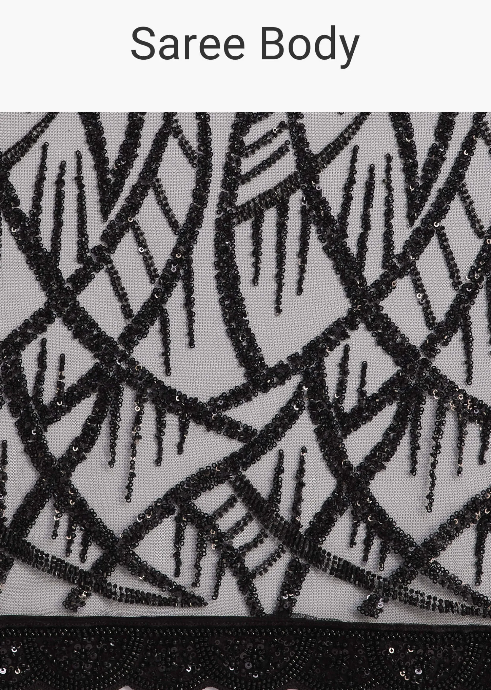 Black Net Saree With Sequins And Stones Embroidery