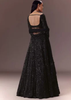 Black Organza Lehenga Set