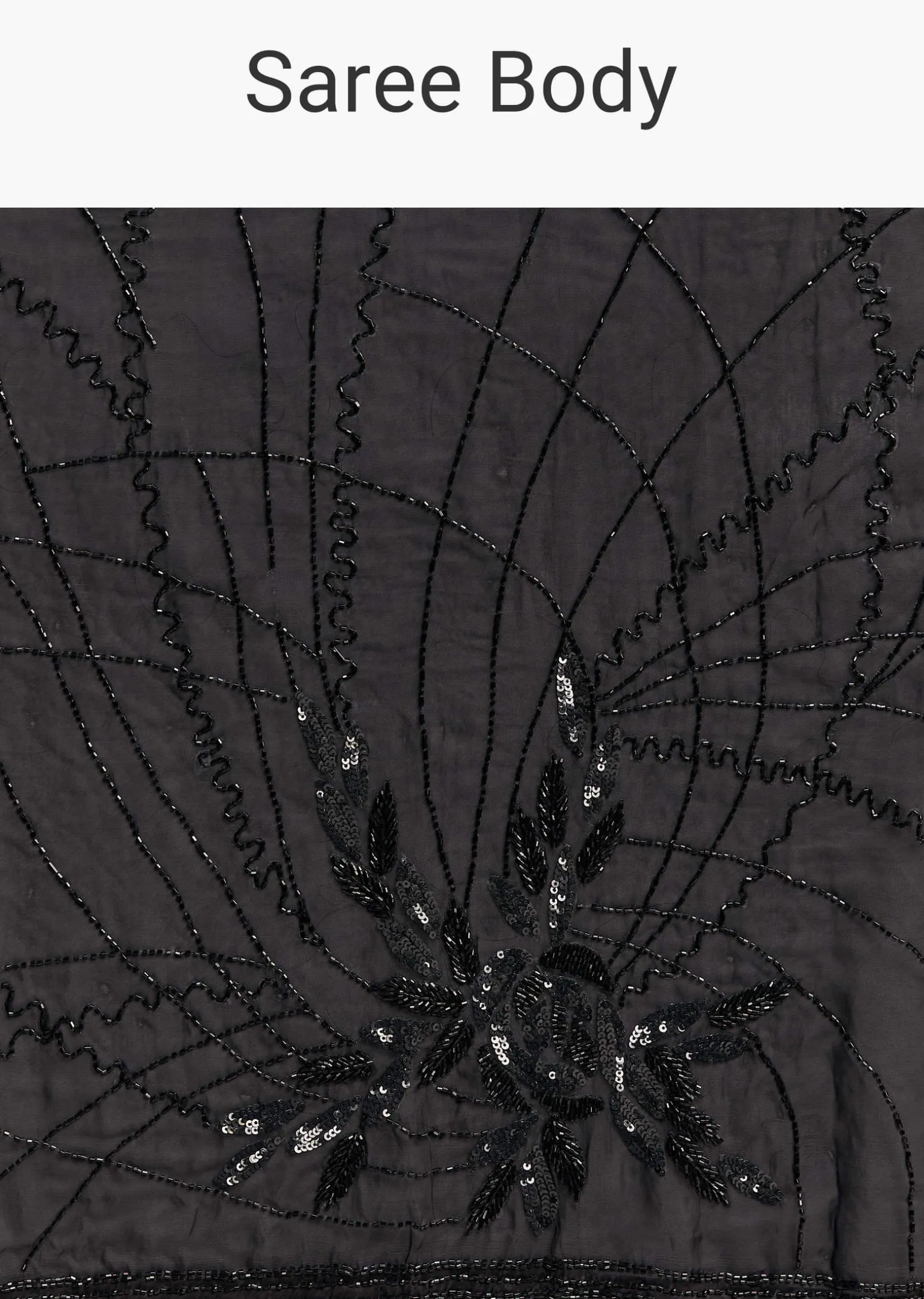 Black Organza Saree With Beaded Geometric Embroidery