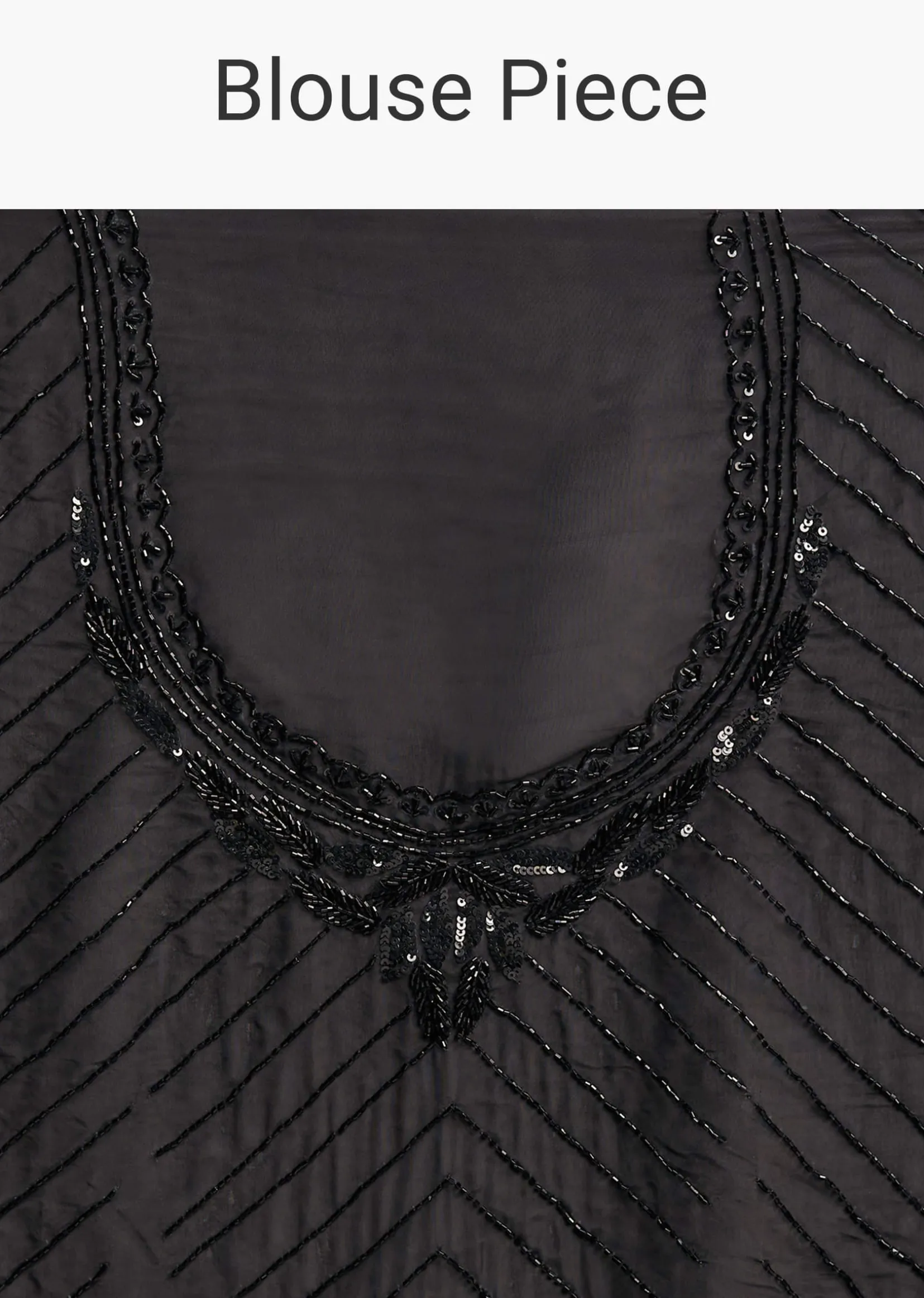 Black Organza Saree With Beaded Geometric Embroidery