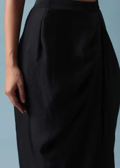 Black Organza Top And Dhoti Set with Zari Work
