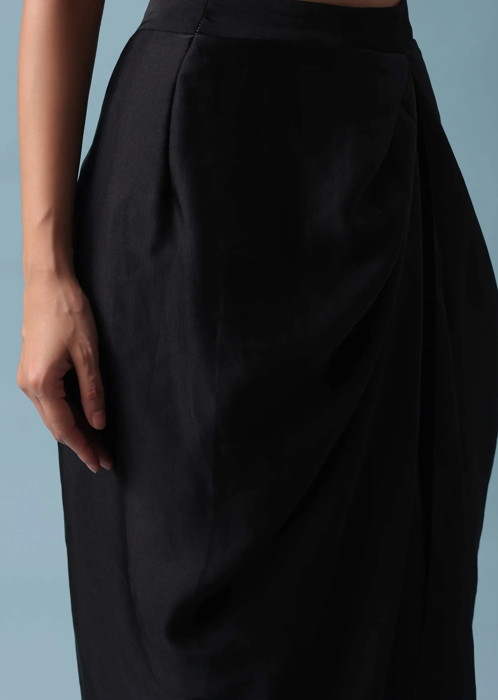 Black Organza Top And Dhoti Set with Zari Work