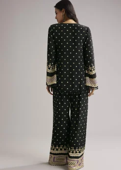 Black Printed Co Ord Set With Kurta And Palazzo