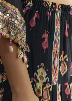 Black Printed Muslin Kurta Dhoti Set