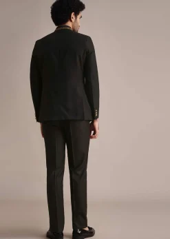 Black Rayon Embroidered Jodhpuri Suit