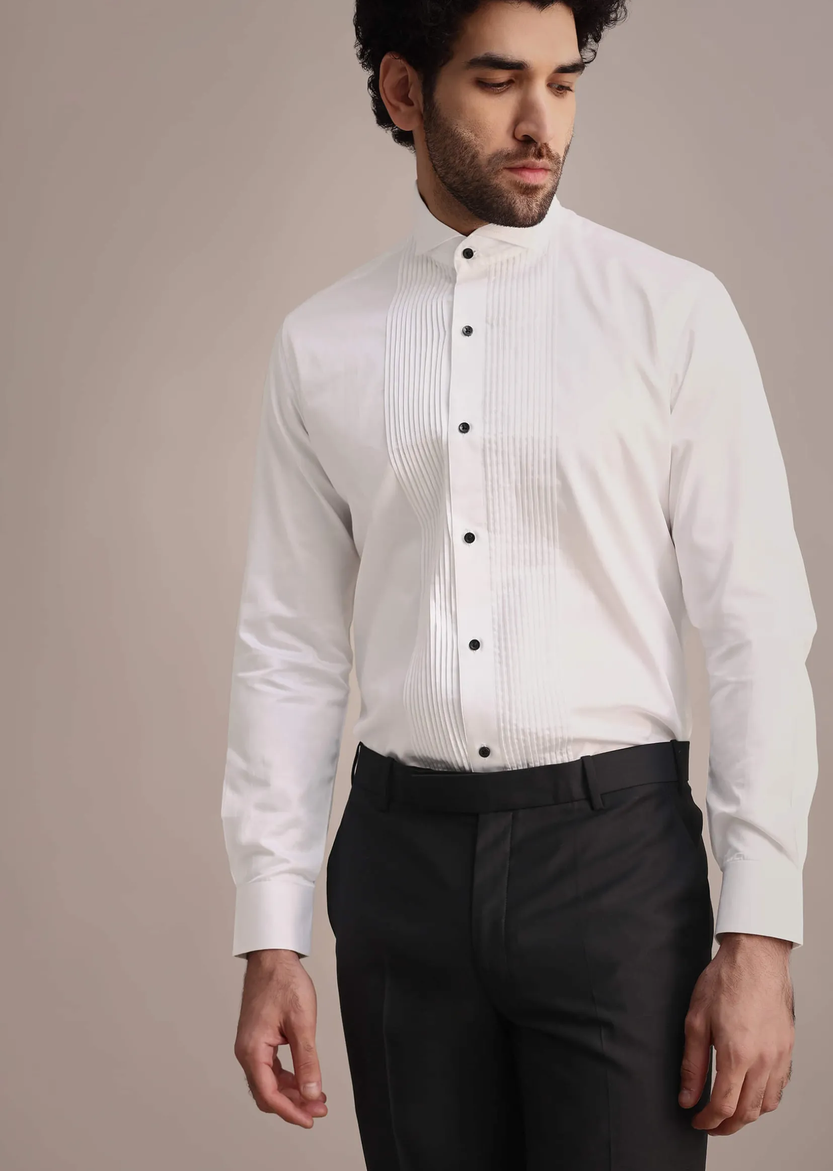 Black Rayon Tuxedo With Beaded Lapel