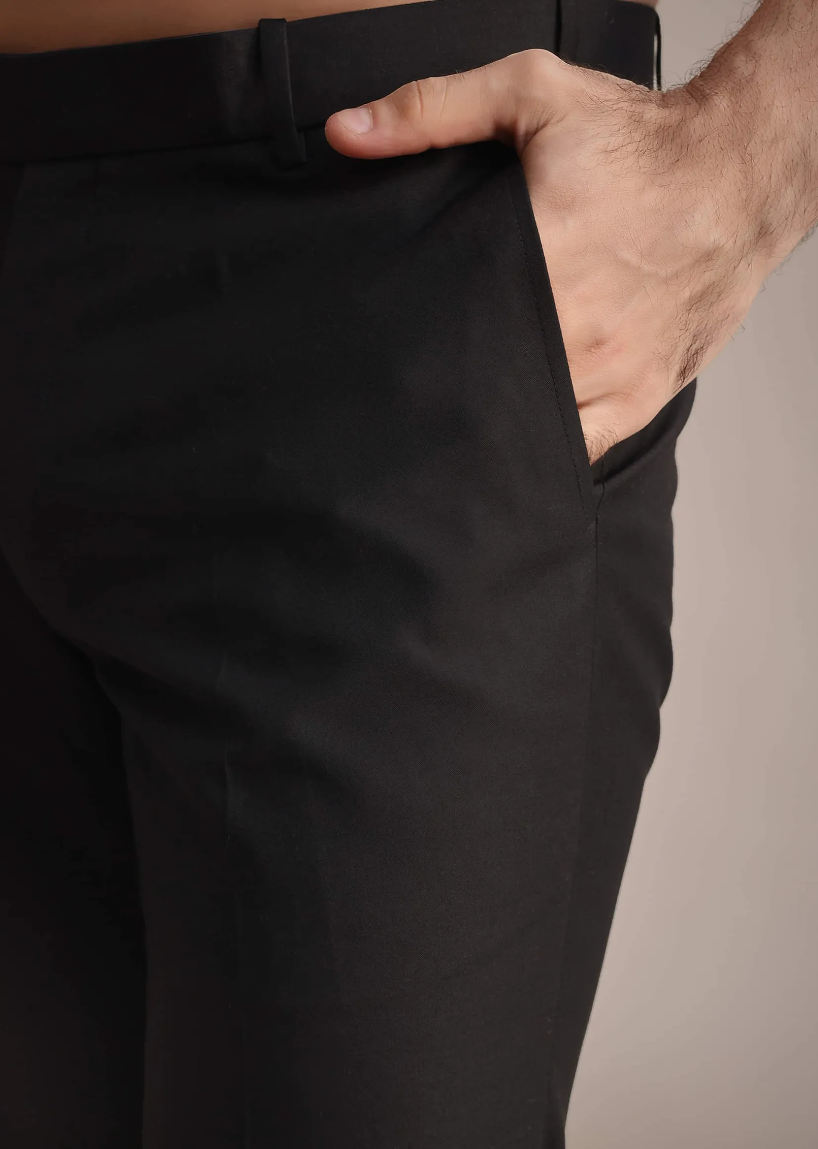Black Rayon Tuxedo With Beaded Lapel