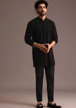 Black Resham Embroidered Kurta Pant Set